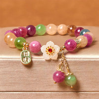 KarmaRipple's Authentic Tourmaline Fu Character Flower Fortunate Brand Bracelet