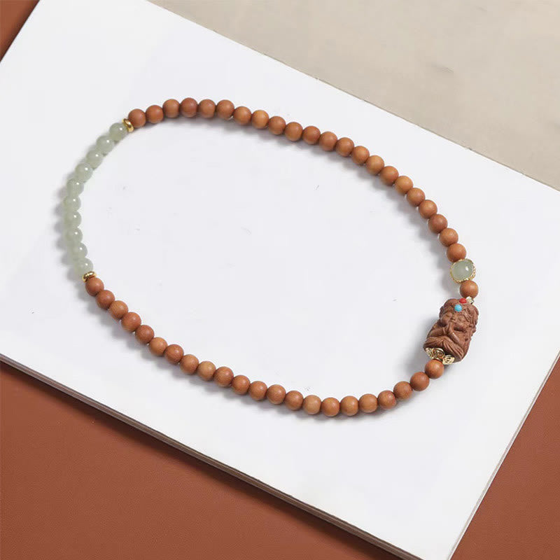 KarmaRipple's Tibetan Zakiram Goddess Of Wealth Hetian Jade Sandalwood Prosperity Bracelet p11