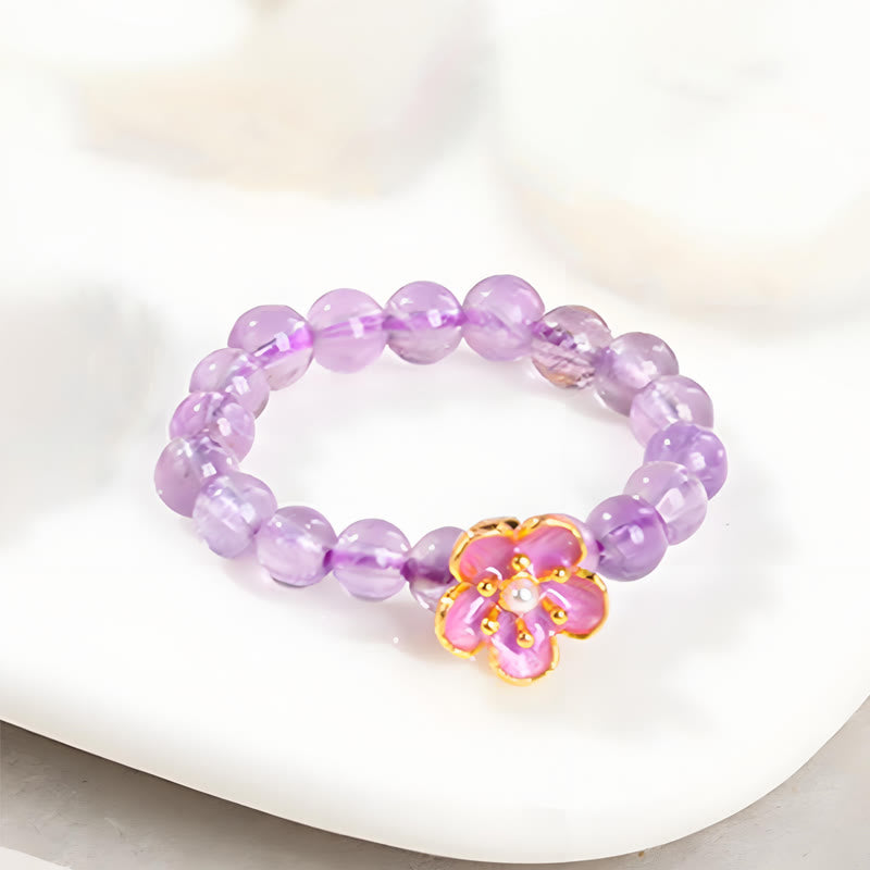 KarmaRipple's 3mm Amethyst Peach Blossom Elastic String Ring p2