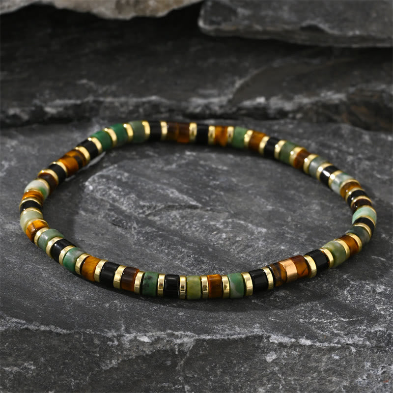 KarmaRipple's Authentic Hematite Tiger Eye Stones Support Bracelet p1