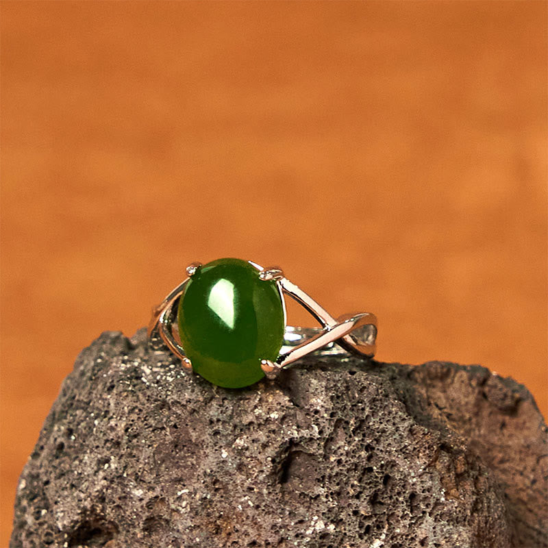 KarmaRipple's Authentic Jade Alloy Adjustable Buckle Abundance Ring p9