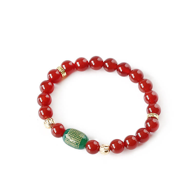 KarmaRipple's Authentic Red Agate Green Agate Buddhist Sutras Calm Bracelet p5