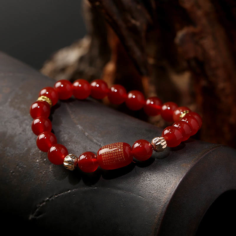 KarmaRipple's Authentic Red Agate Green Agate Buddhist Sutras Calm Bracelet p14