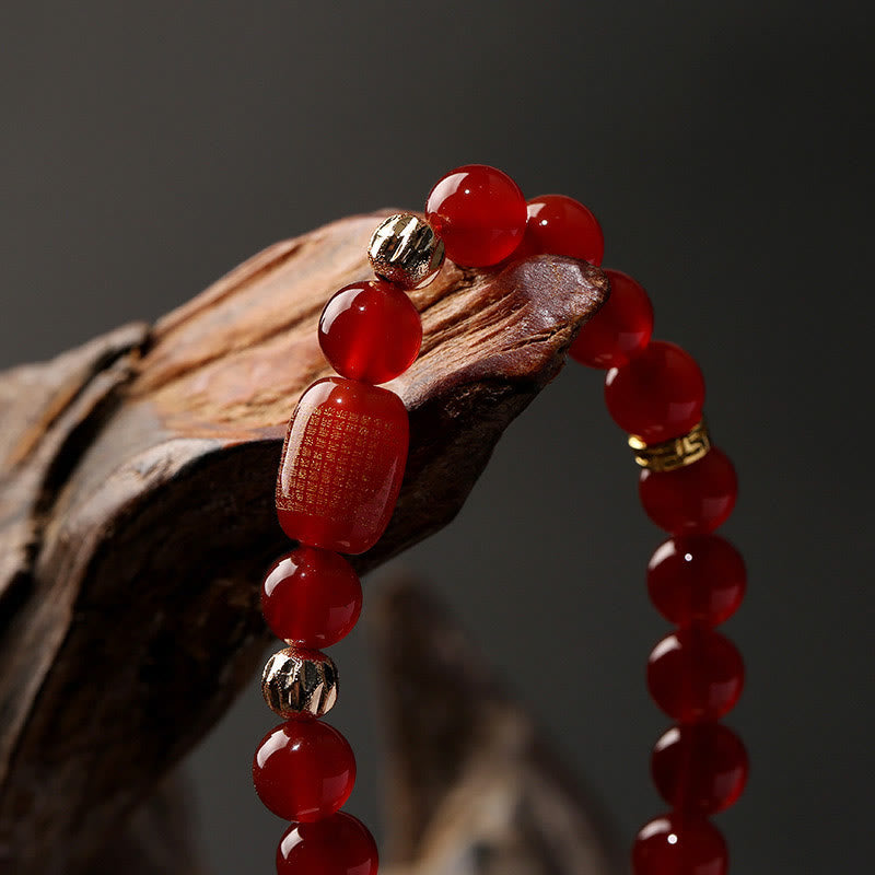 KarmaRipple's Authentic Red Agate Green Agate Buddhist Sutras Calm Bracelet p6