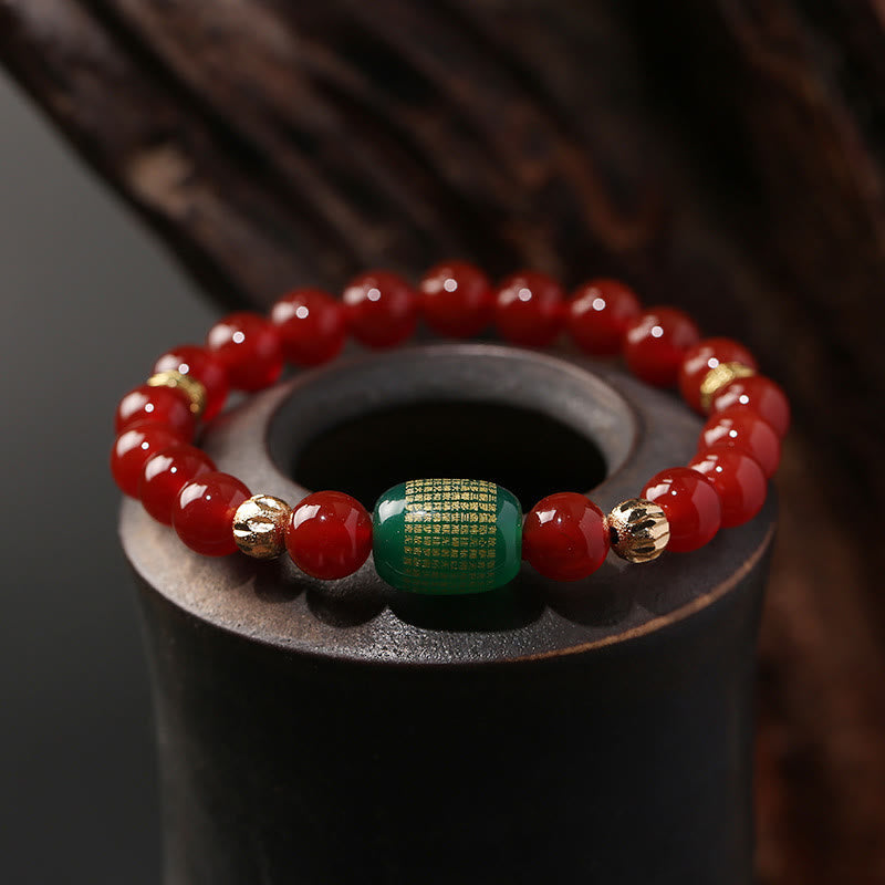 KarmaRipple's Authentic Red Agate Green Agate Buddhist Sutras Calm Bracelet p13