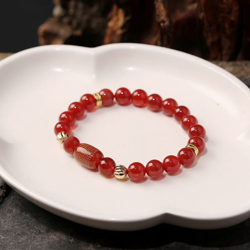 KarmaRipple's Authentic Red Agate Green Agate Buddhist Sutras Calm Bracelet p7