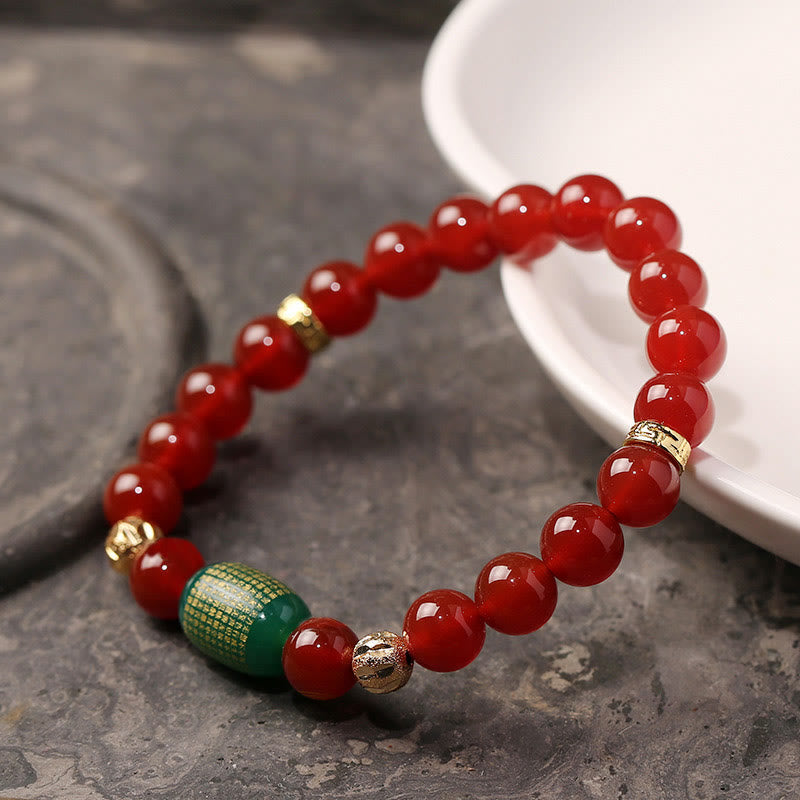 KarmaRipple's Authentic Red Agate Green Agate Buddhist Sutras Calm Bracelet p3