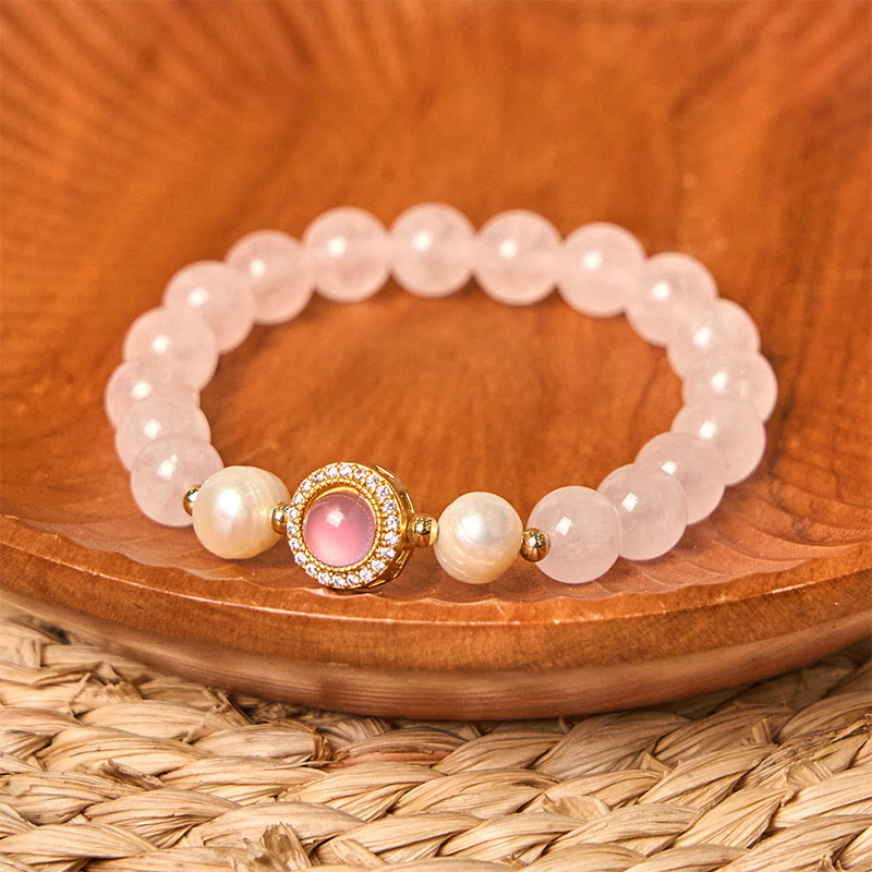 KarmaRipple's Pink Gemstone Pearl Warmth Bracelet p1