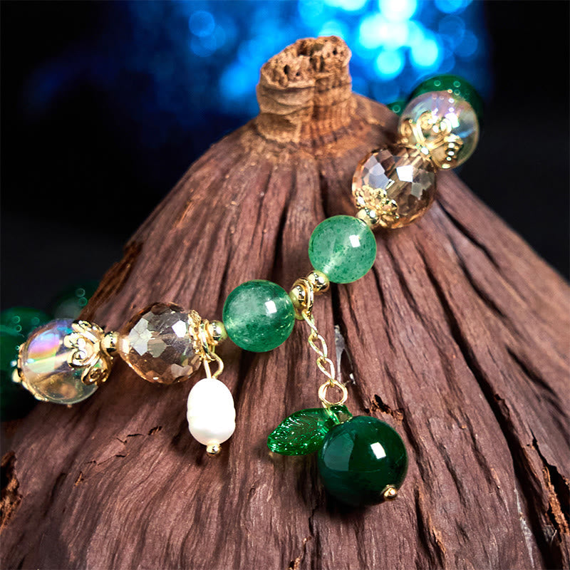 KarmaRipple's Authentic Green Tiger Eye Beadwork Green Leaf Positive Bracelet p5