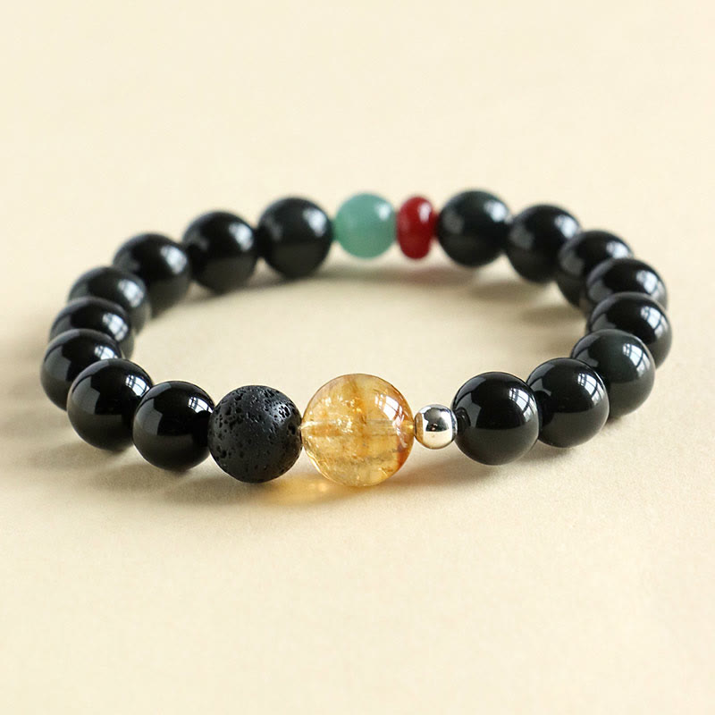 KarmaRipple's Authentic Black Obsidian Beadwork Strength Fulfillment Bracelet p4