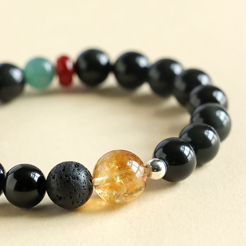 KarmaRipple's Authentic Black Obsidian Beadwork Strength Fulfillment Bracelet p5