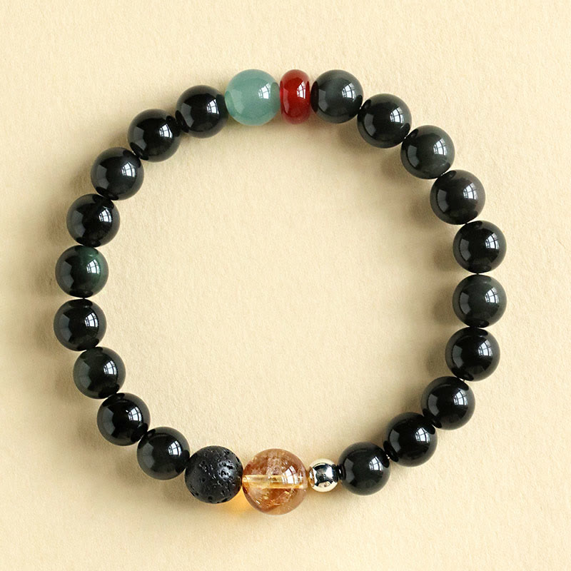 KarmaRipple's Authentic Black Obsidian Beadwork Strength Fulfillment Bracelet p13