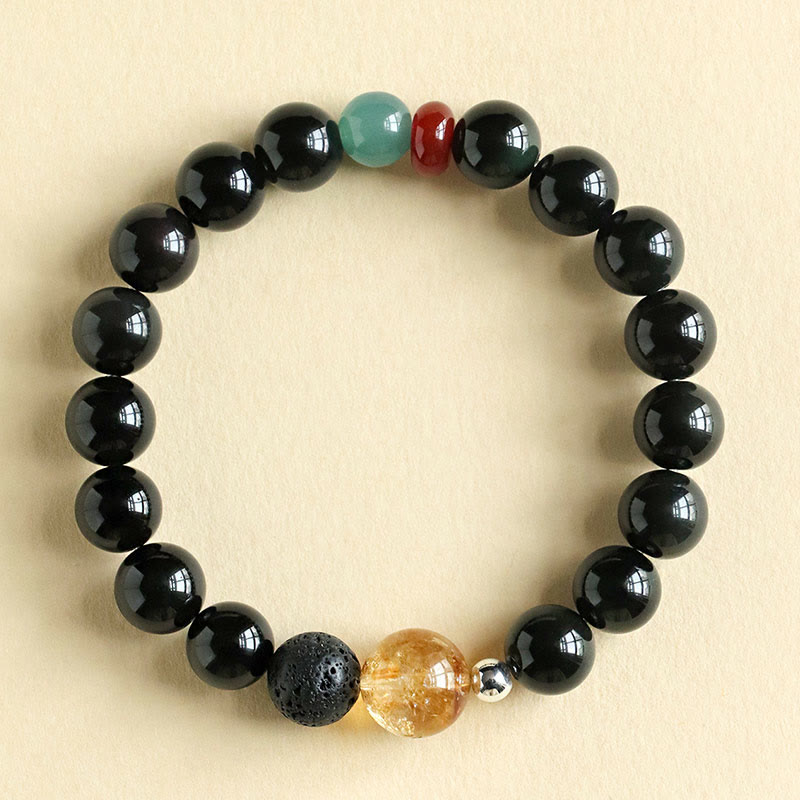 KarmaRipple's Authentic Black Obsidian Beadwork Strength Fulfillment Bracelet p3