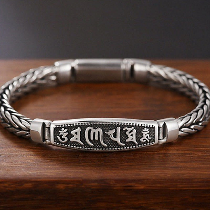 KarmaRipple's Tibetan Bronze Weave Om Mani Padme Hum Relief Vajra Peace Metal Bracelet p1