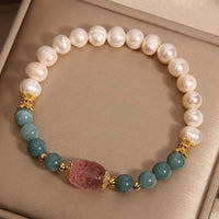 KarmaRipple's Pearl Jade Strawberry Quartz Purity Bracelet