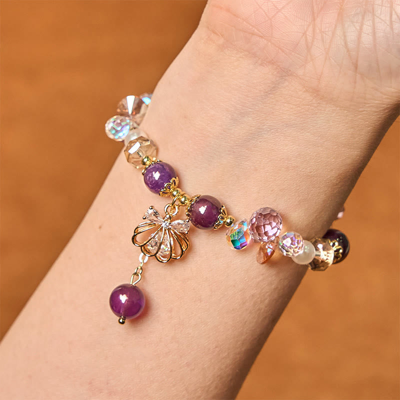 KarmaRipple's Authentic Amethyst Citrine Pearl Shell Peace Bracelet p5