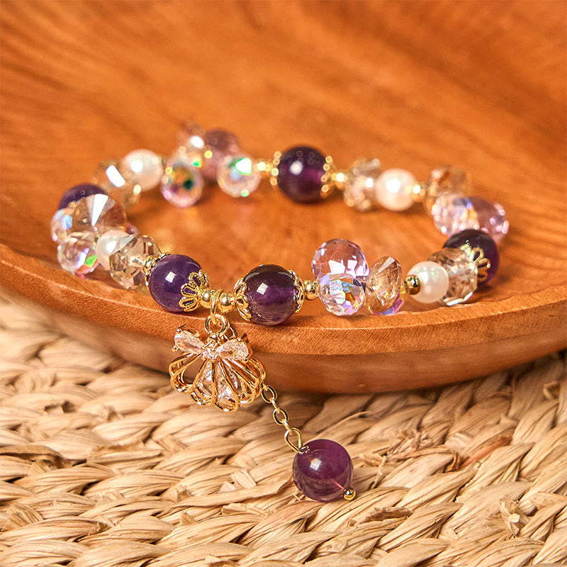 KarmaRipple's Authentic Amethyst Citrine Pearl Shell Peace Bracelet p3