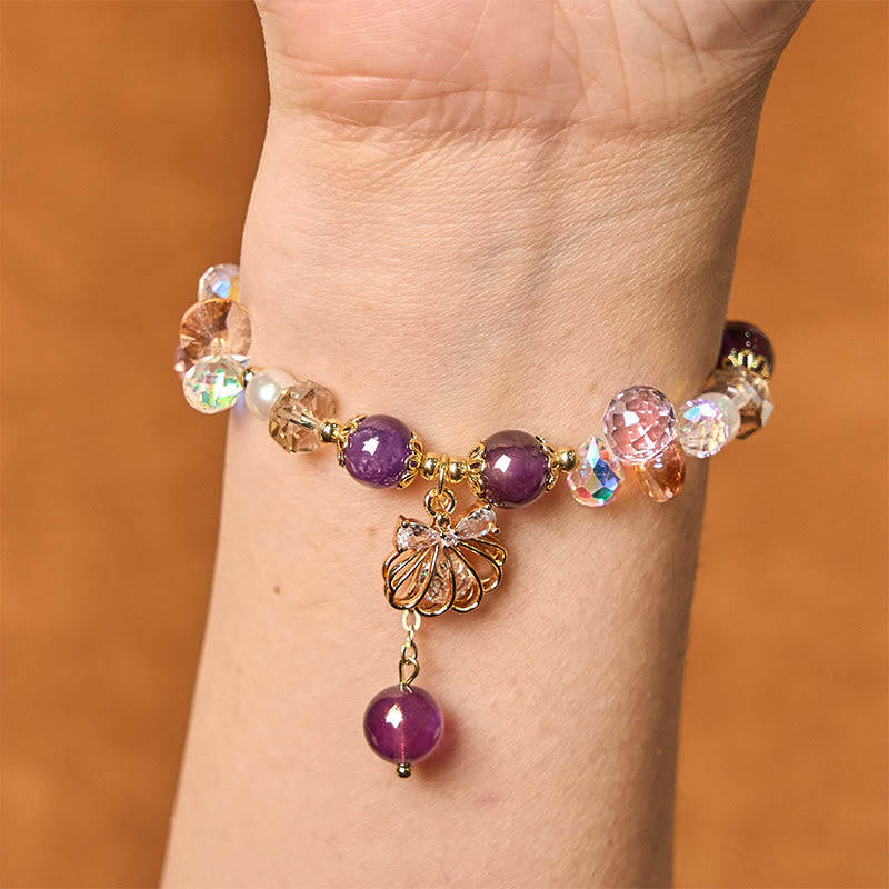 KarmaRipple's Authentic Amethyst Citrine Pearl Shell Peace Bracelet p4