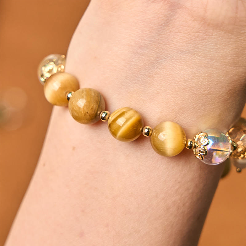 KarmaRipple's Authentic Tiger Eye Beadwork Green Leaf Courage Bracelet p6