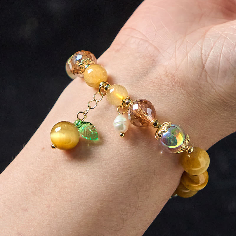 KarmaRipple's Authentic Tiger Eye Beadwork Green Leaf Courage Bracelet p5