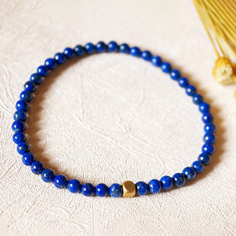 KarmaRipple's 4mm Ultra-thin Lazurite Beadwork Self Care Bracelet p4