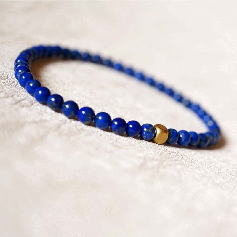 KarmaRipple's 4mm Ultra-thin Lazurite Beadwork Self Care Bracelet p13