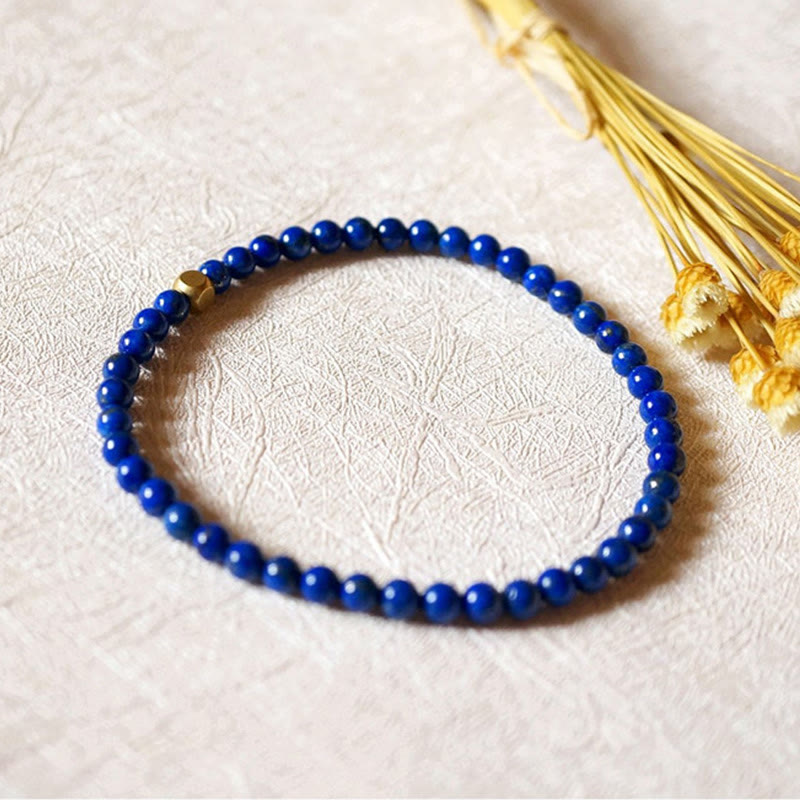 KarmaRipple's 4mm Ultra-thin Lazurite Beadwork Self Care Bracelet p16