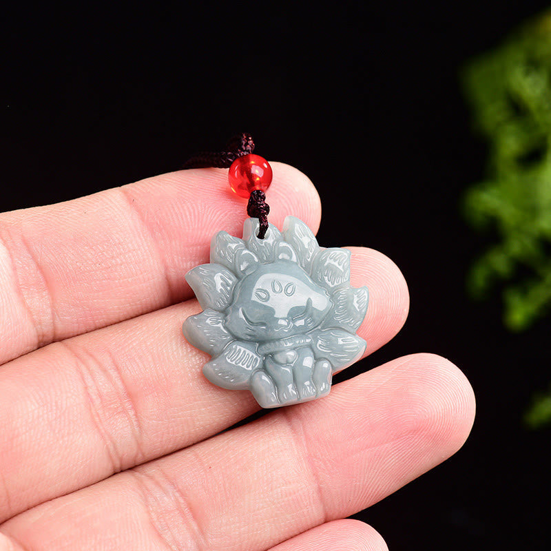KarmaRipple's Authentic Green Jade Nine Tailed Fox Abundance Pendant Necklace p10