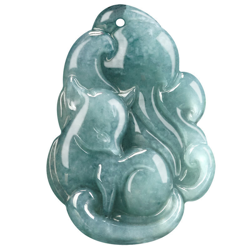KarmaRipple's Authentic Green Jade Nine Tailed Fox Fairy Prosperity Pendant Necklace p11