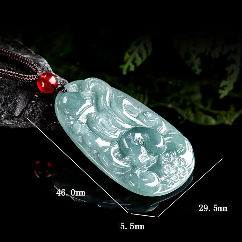 KarmaRipple's Authentic Green Jade Nine Tailed Fox Flowers Fortune Pendant Necklace p8