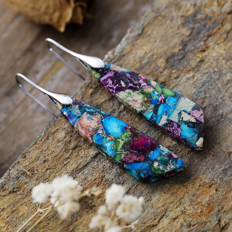 KarmaRipple's Authentic Emperor Stone Geometric Gemstone Anti-Stress Earrings p16