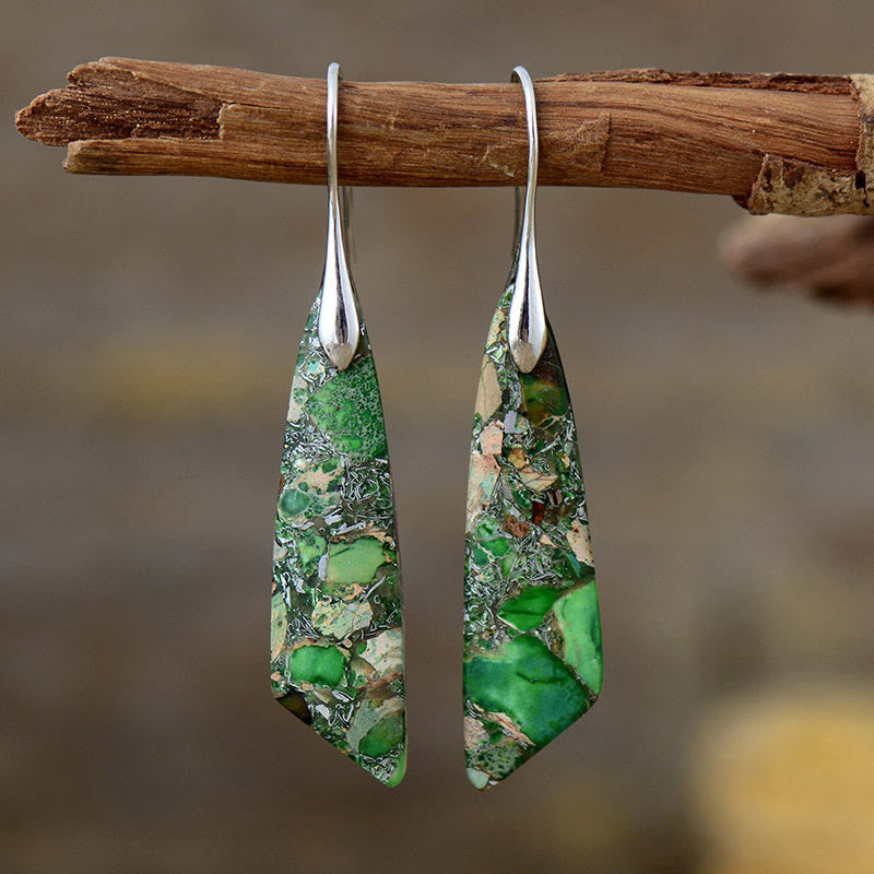 KarmaRipple's Authentic Emperor Stone Geometric Gemstone Anti-Stress Earrings p4