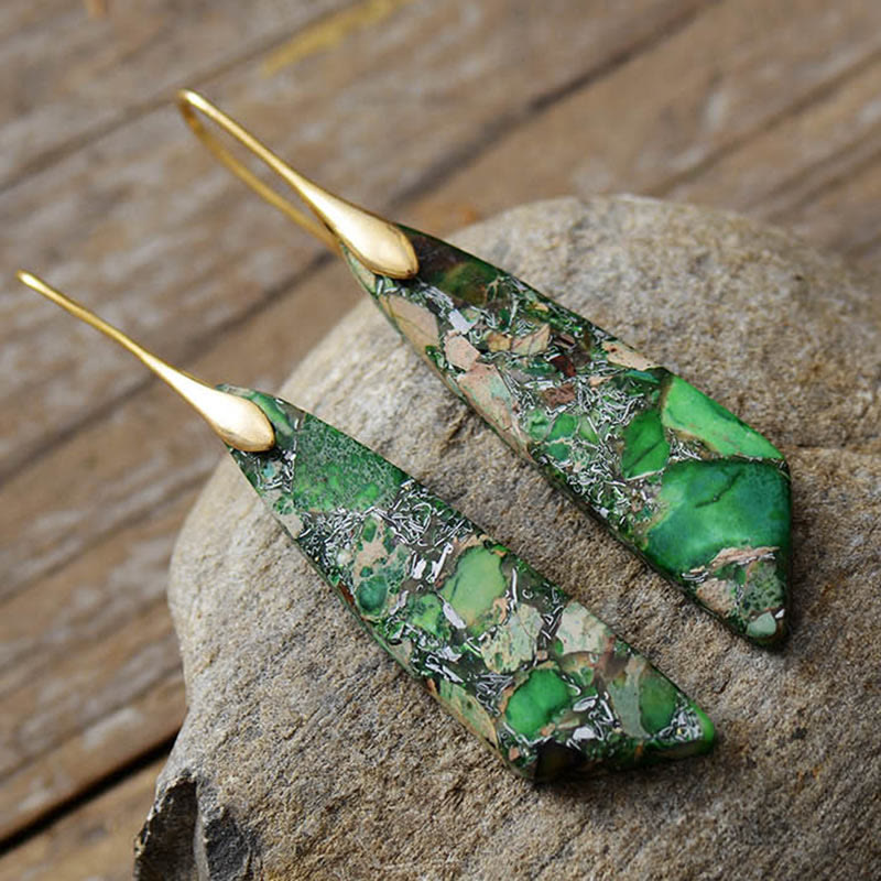 KarmaRipple's Authentic Emperor Stone Geometric Gemstone Anti-Stress Earrings p10