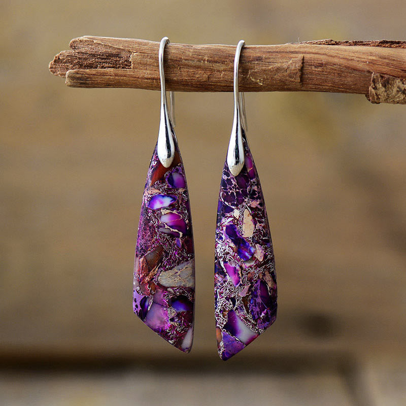 KarmaRipple's Authentic Emperor Stone Geometric Gemstone Anti-Stress Earrings p13
