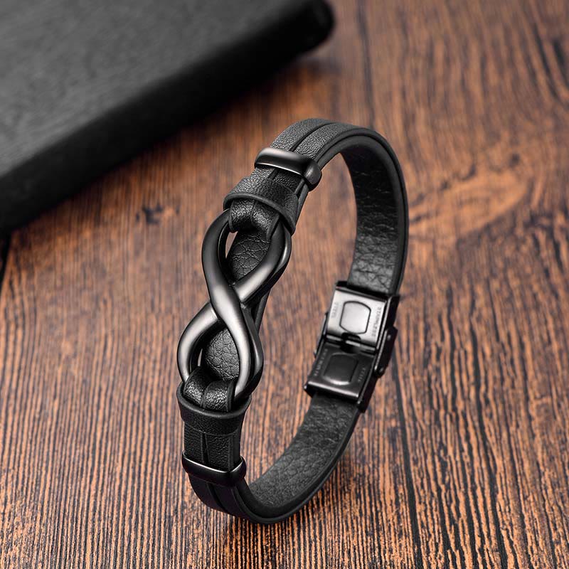 KarmaRipple's Endless Weave Titanium Steel Strengthen Leather Buckle Bracelet p2