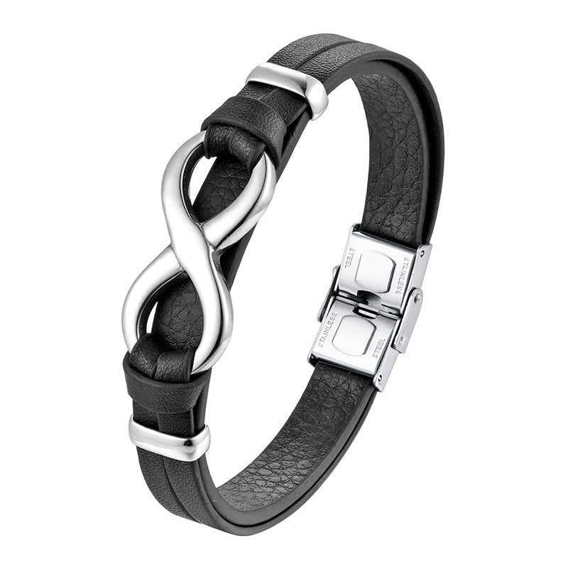 KarmaRipple's Endless Weave Titanium Steel Strengthen Leather Buckle Bracelet p3