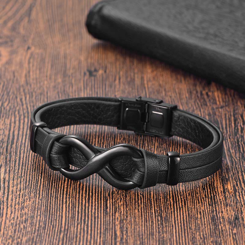 KarmaRipple's Endless Weave Titanium Steel Strengthen Leather Buckle Bracelet p4