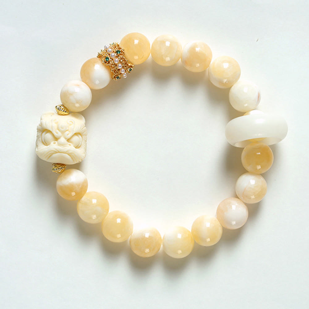 KarmaRipple's Amber Gray Agate Ivory Fruit Confidence Bracelet p4