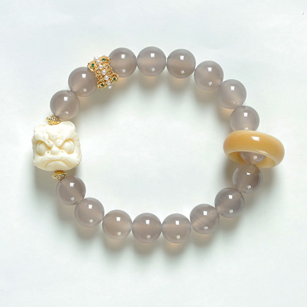 KarmaRipple's Amber Gray Agate Ivory Fruit Confidence Bracelet p11