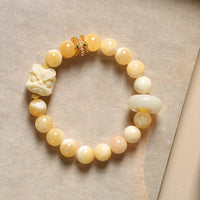 KarmaRipple's Amber Gray Agate Ivory Fruit Confidence Bracelet
