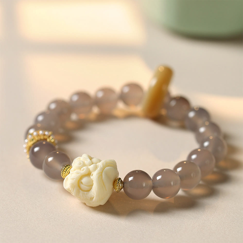 KarmaRipple's Amber Gray Agate Ivory Fruit Confidence Bracelet p8