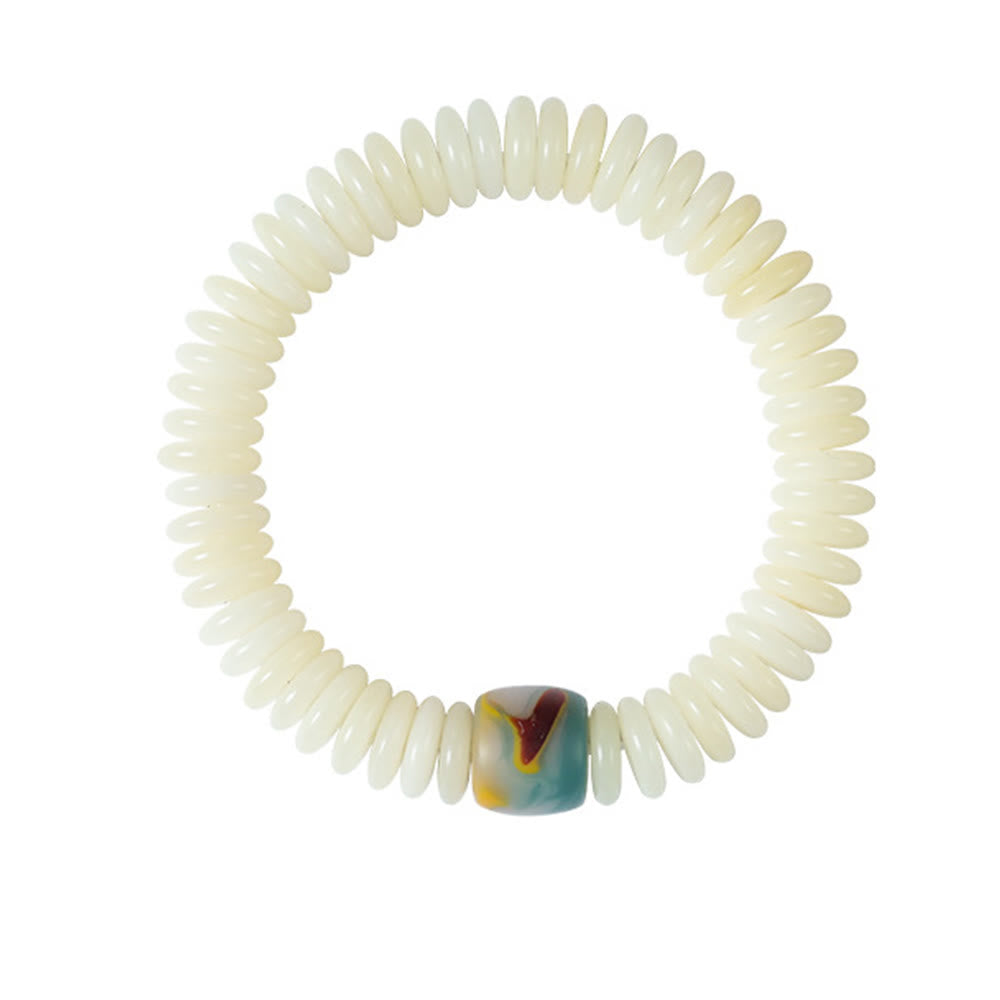 KarmaRipple's Authentic Ivory Bodhi Seed Stone'sdom Tassel Wrist Mala Bracelet p9