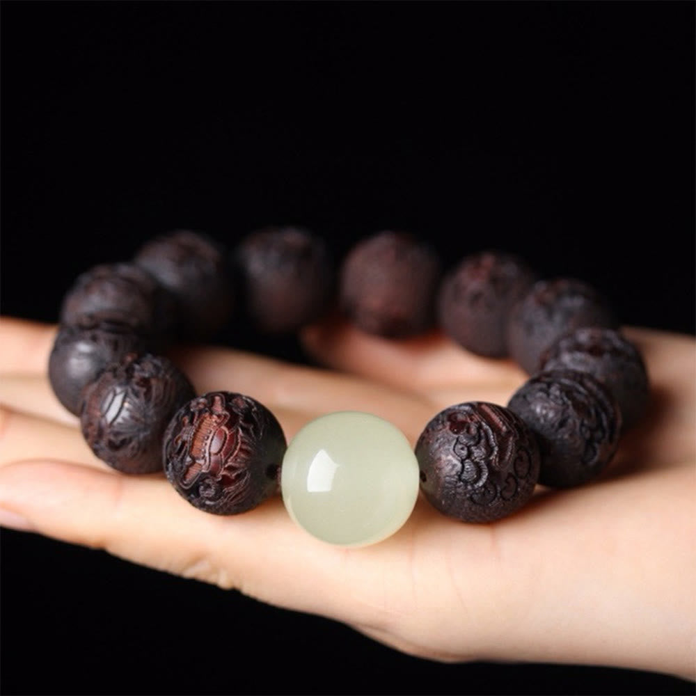 KarmaRipple's Tibetan Rosewood Engraving PiXiu Warmth Bracelet p2