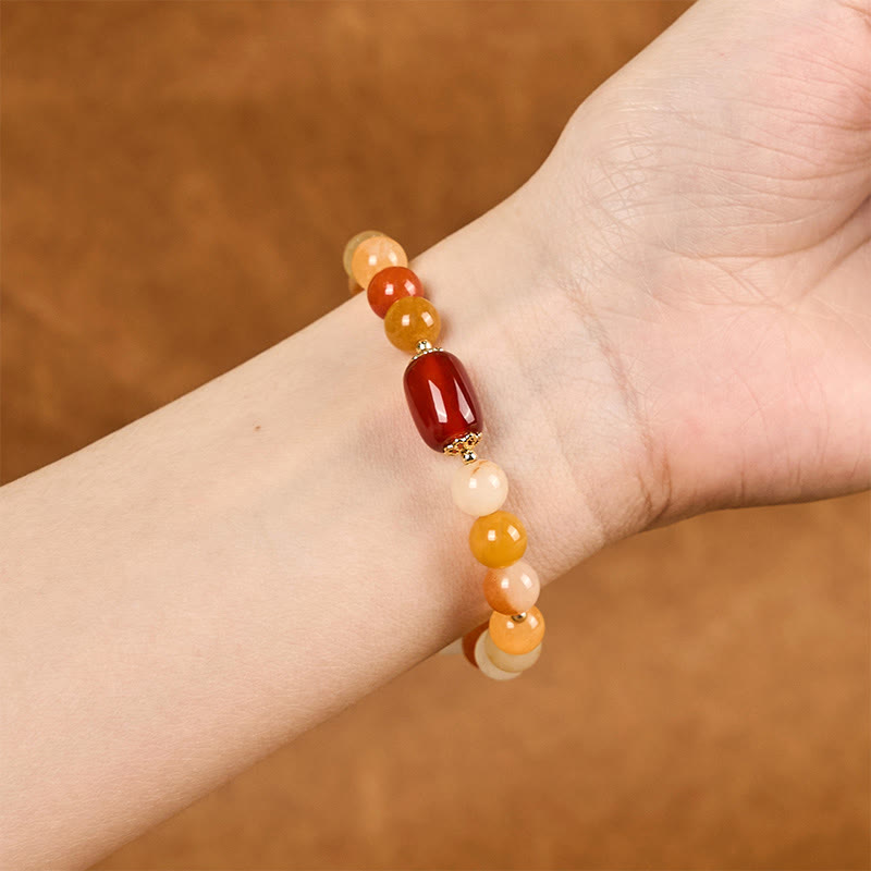 KarmaRipple's Golden Silk Jade Beadwork Gourd Wealth Fortune Bracelet p7