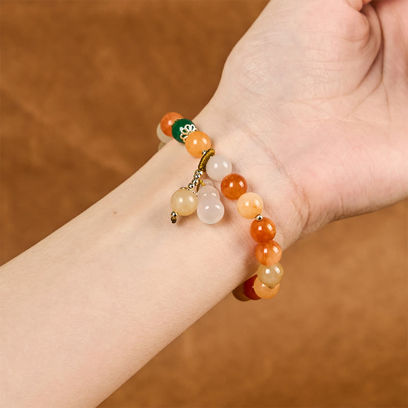 KarmaRipple's Golden Silk Jade Beadwork Gourd Wealth Fortune Bracelet p5