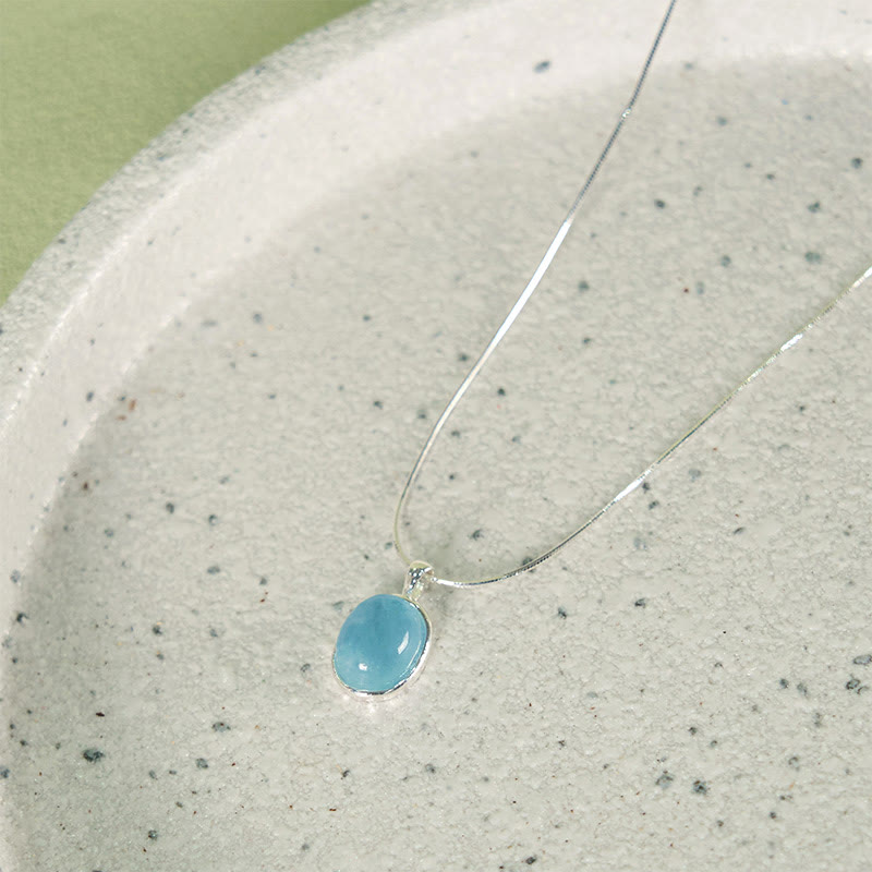 KarmaRipple's 925 Sterling Silver Aquamarine Balancing Clavicle Chain Pendant Necklace p1