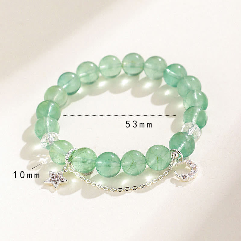 KarmaRipple's Green Fluorite Beadwork Moon Star Peace Bracelet p6