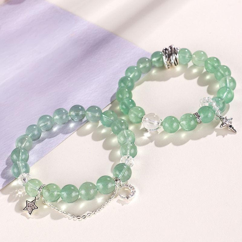 KarmaRipple's Green Fluorite Beadwork Moon Star Peace Bracelet p12