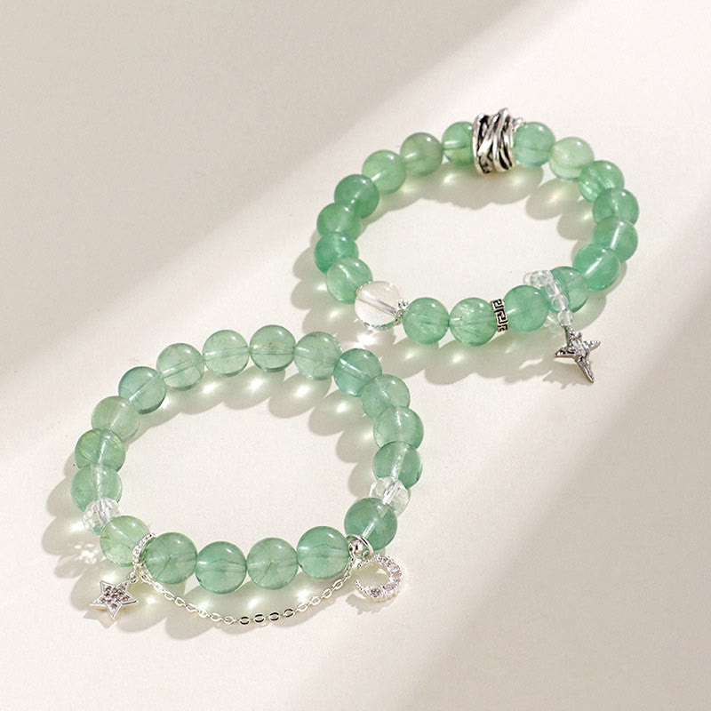 KarmaRipple's Green Fluorite Beadwork Moon Star Peace Bracelet p11