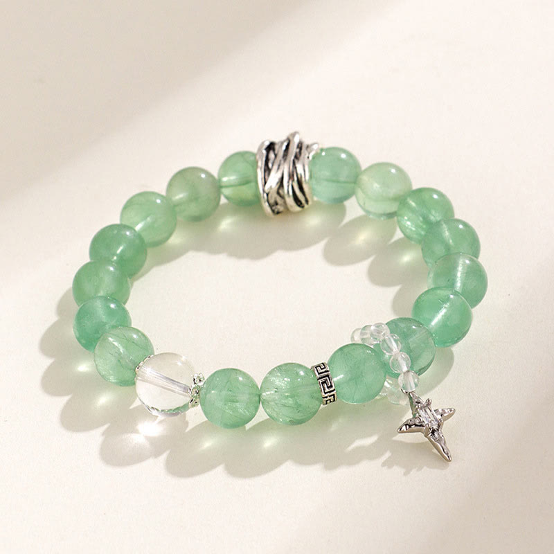 KarmaRipple's Green Fluorite Beadwork Moon Star Peace Bracelet p2